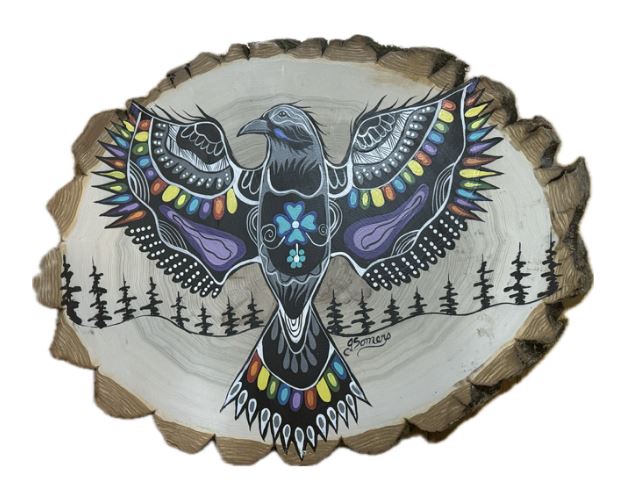 Close-up of a protective UV varnish being applied to a Focal Point Artistry painting, enhancing color depth and ensuring long-term preservation.